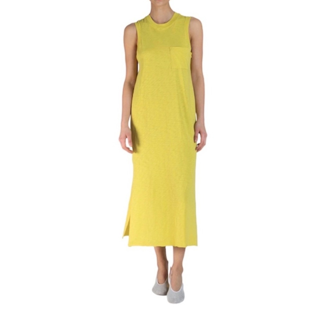 ATM Anthony Thomas Melillo Maxi Dress Womens Small Yellow Pima Cotton Slub comfy